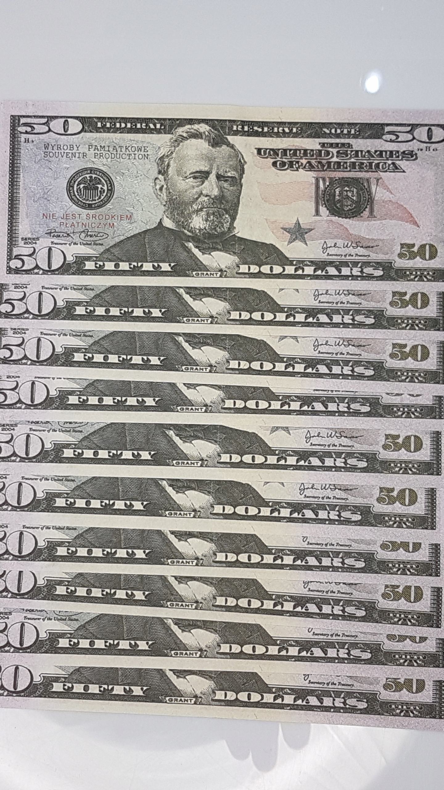 50 dolarów banknoty do zabawy i nauki plik 10szt 2 08aac6f18942ad6bc47a2fcaf23a0aec
